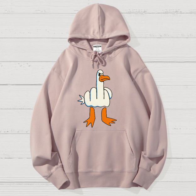 Rude Seagull Design Funny Geek Cotton Hoodie