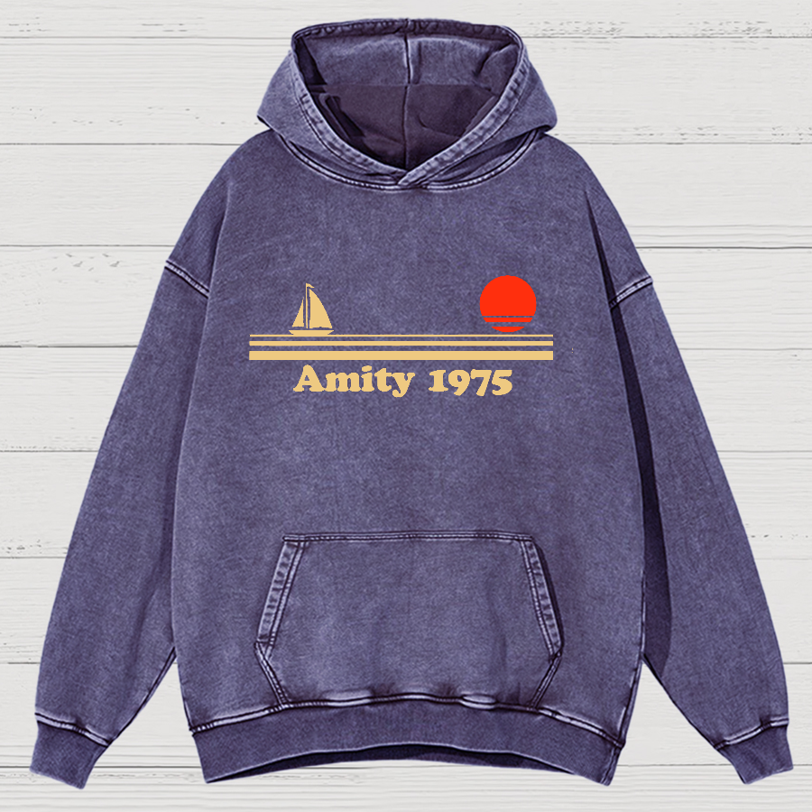 Amity Island 1975 Vintage Distressed Hoodie