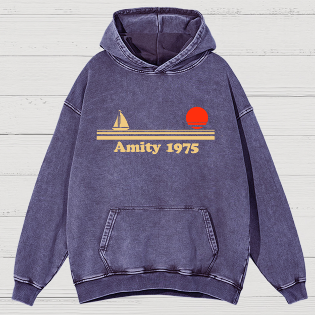 Amity Island 1975 Vintage Distressed Hoodie