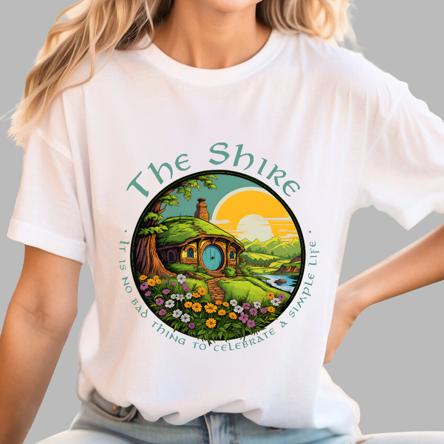 The Shire Home Middle Earth Wizard Journey Fellowship Elvish Bookish Geek T-Shirt