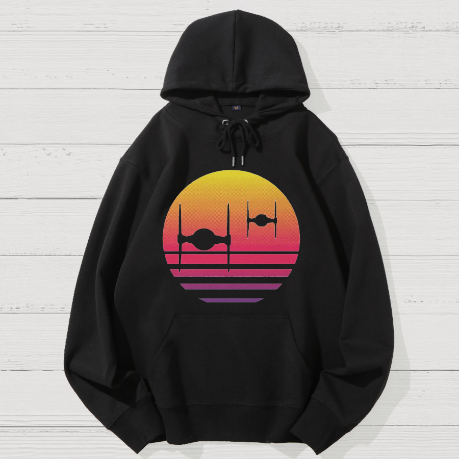 Tie Fighter Sunset Geek Cotton Hoodie