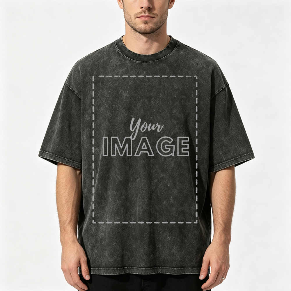 Customized Retro Style  Washed T-Shirt 