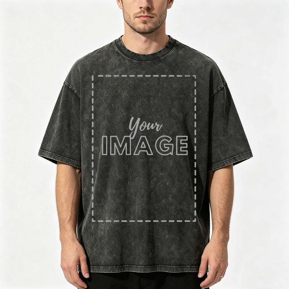 Customized Retro Style  Washed T-Shirt 
