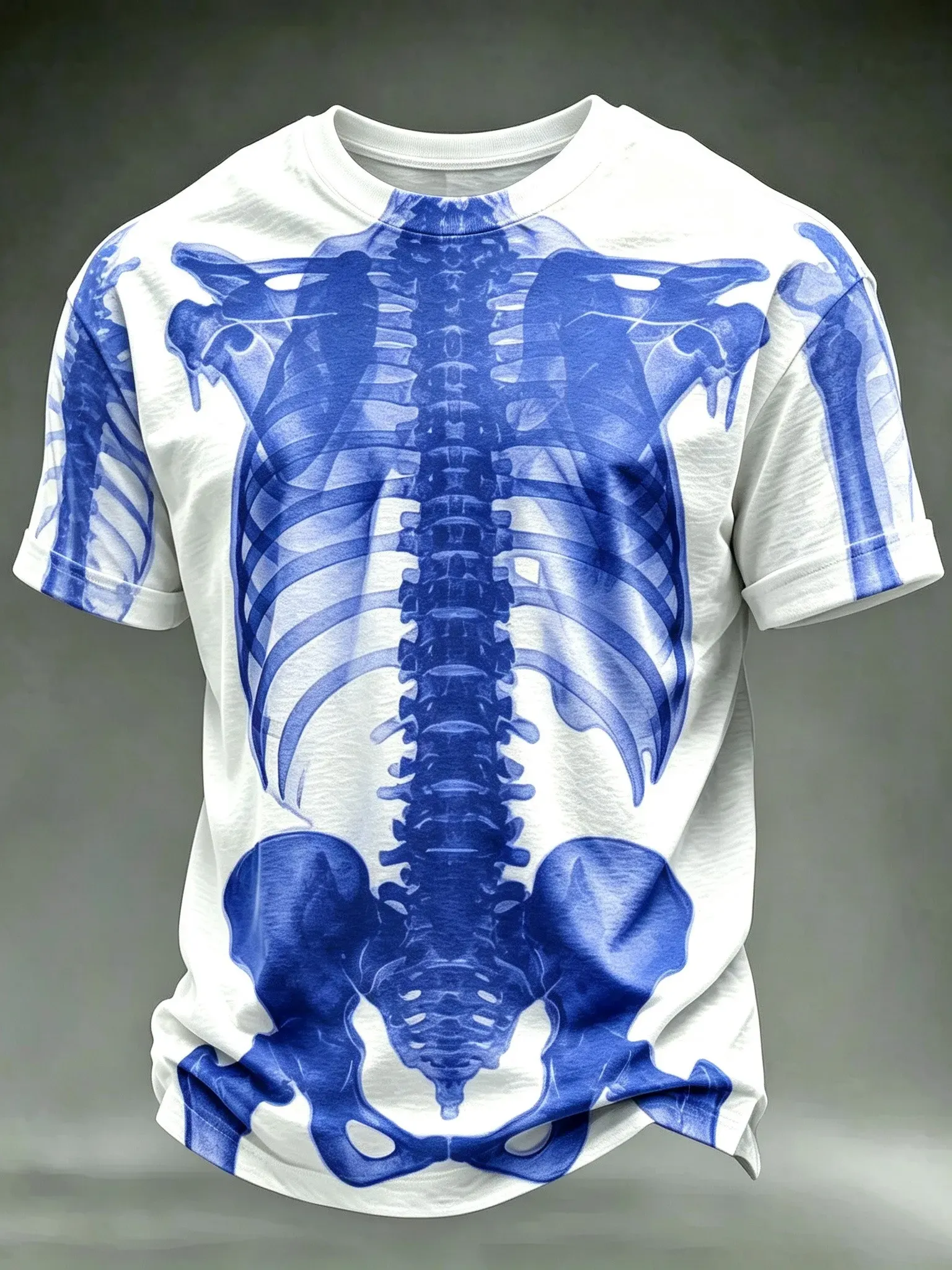 Men's Retro Halloween Theme X-ray Human Skeleton Print T-shirt