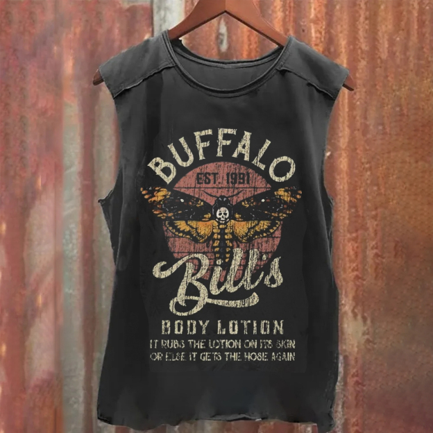 Buffalo Bills Body Lotion Vintage Distressed Graphic Washed Tank Top 