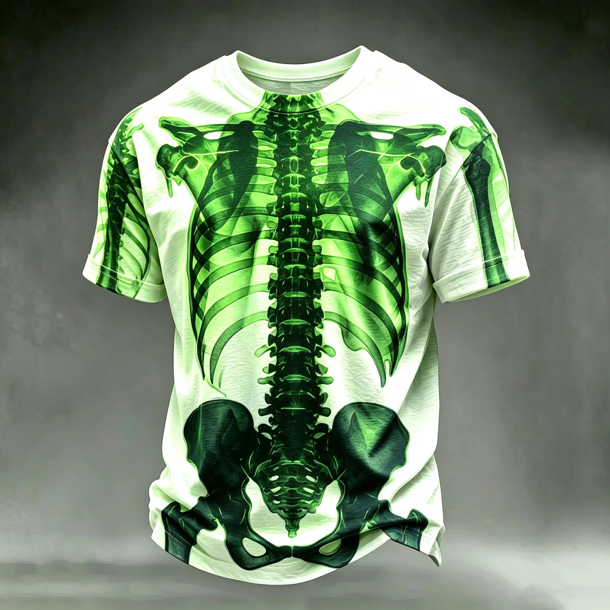 Men's Retro Halloween Theme X-ray Human Skeleton Print T-shirt