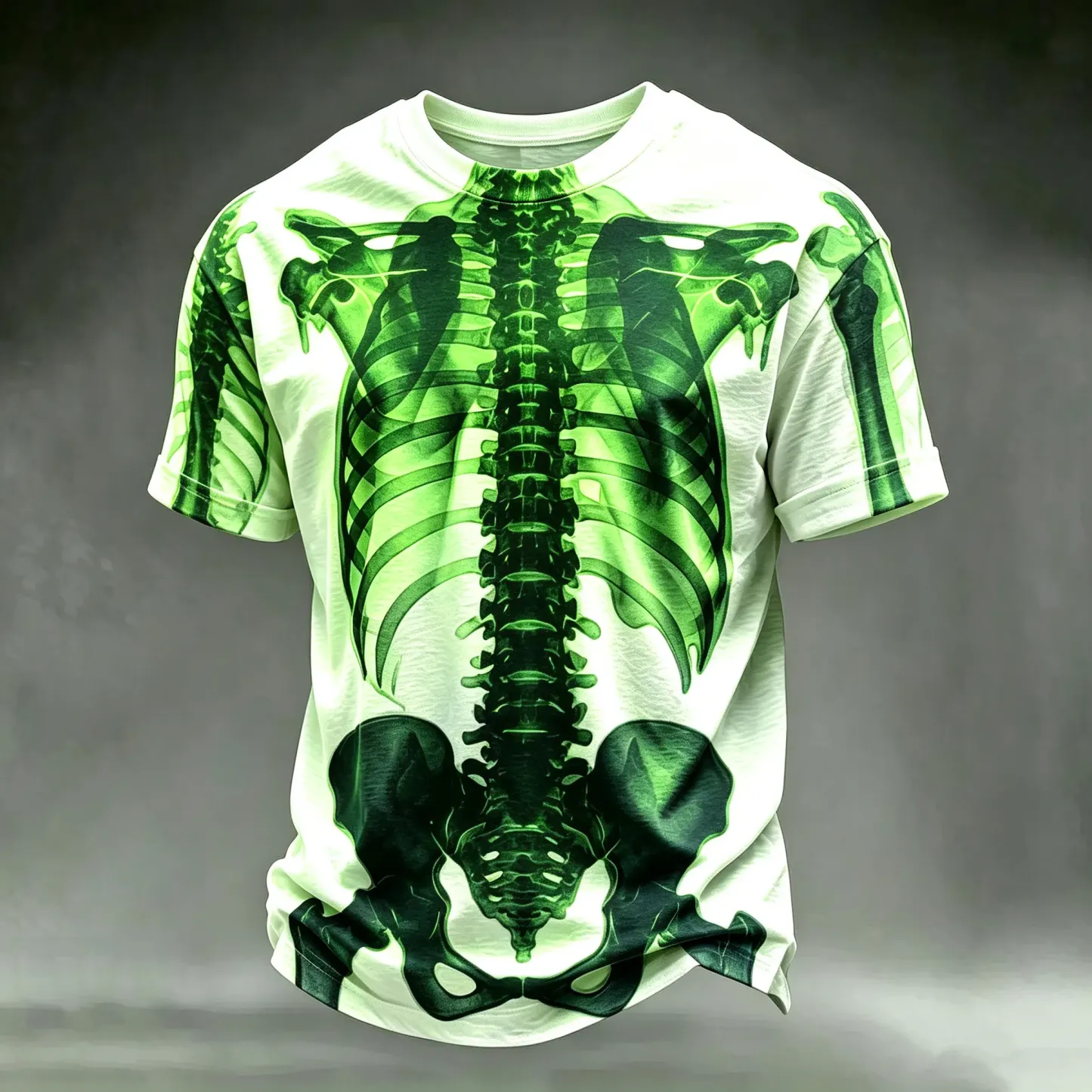 Men's Retro Halloween Theme X-ray Human Skeleton Print T-shirt