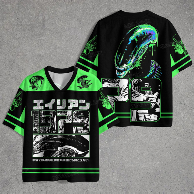 Retro Space Neon Creature Jersey Shirts 