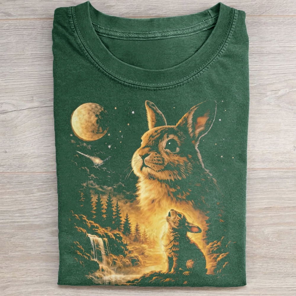 Bunny Howling to the Moon Washed Tee