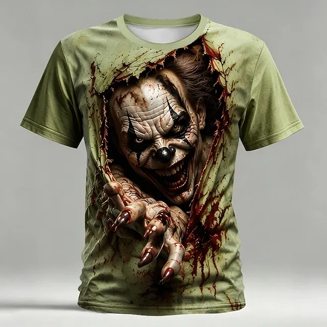 Halloween Men's Optical Illusion Creepy Clown 3d T-shirt