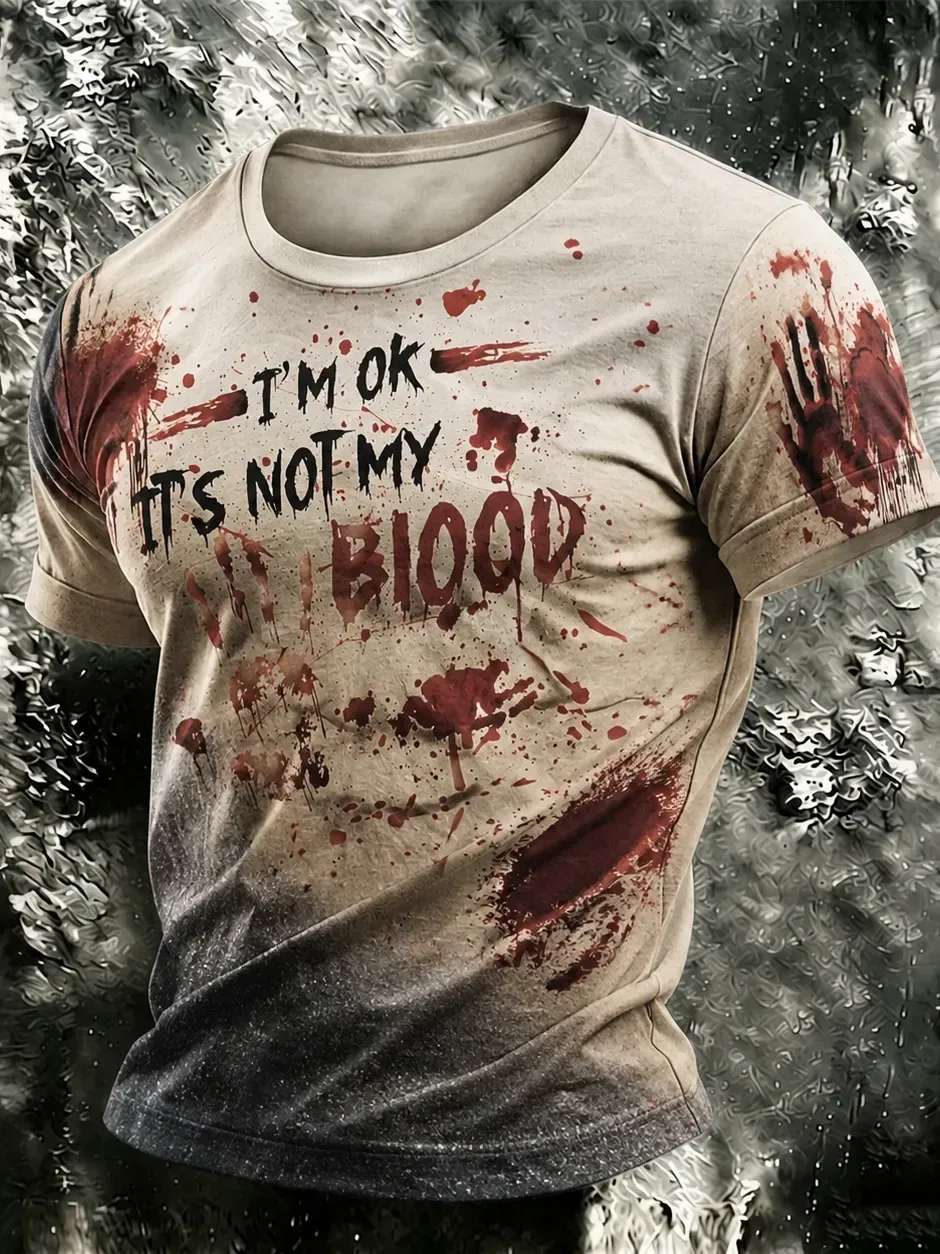Men's Halloween Bloody Art Print Short Sleeve T-shirt