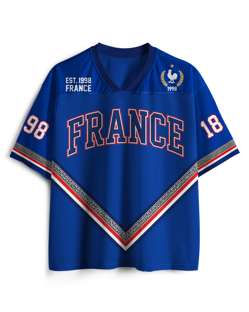 Vintage France Heritage Blue Football Mesh Jersey