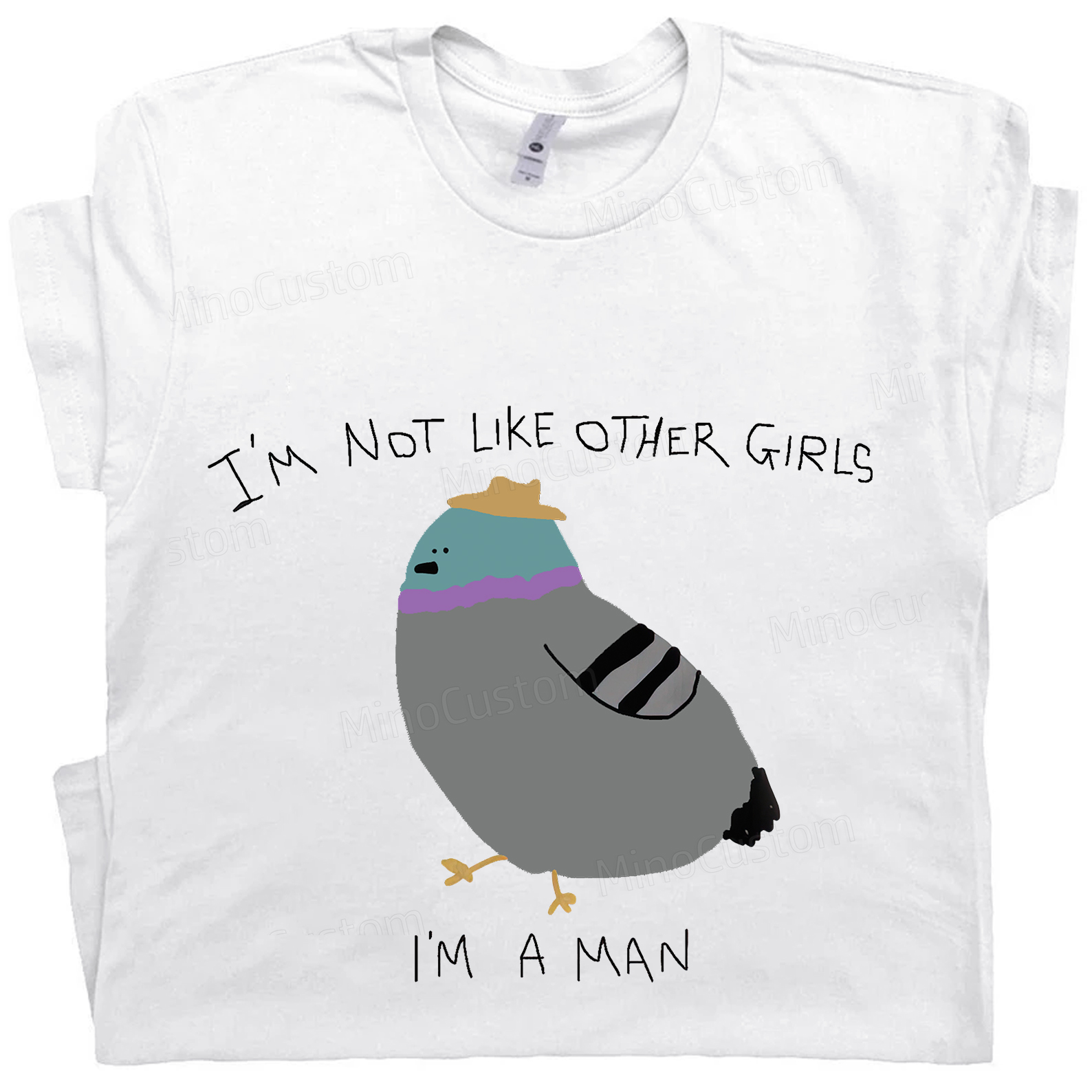 I'm not like other girls I'm a man - Frog pattern cotton T-shirt