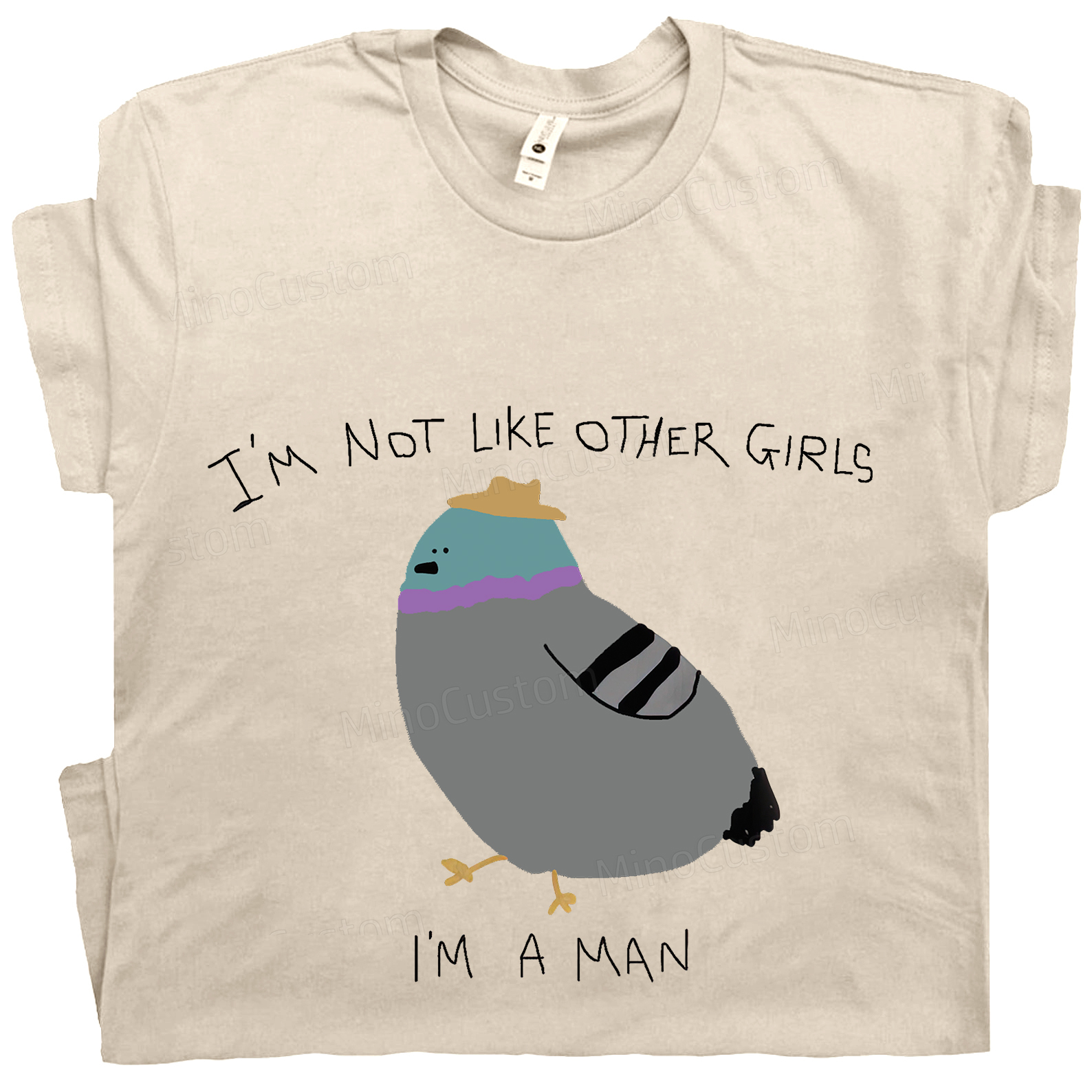 I'm not like other girls I'm a man - Frog pattern cotton T-shirt