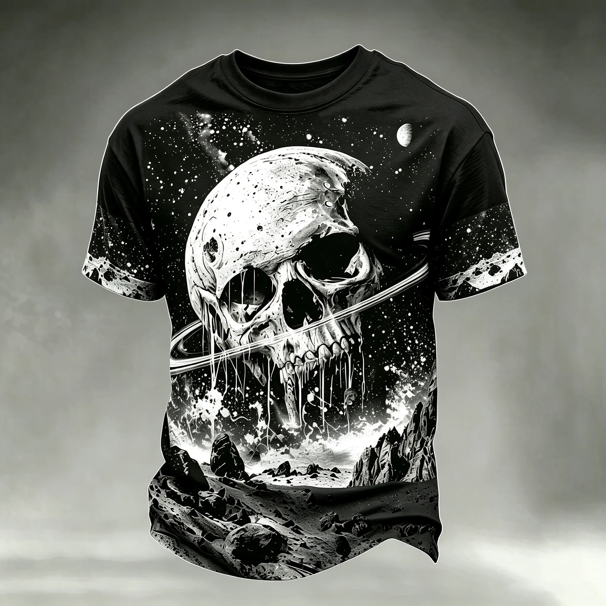 Men's Halloween-themed Skull Print T-shirt