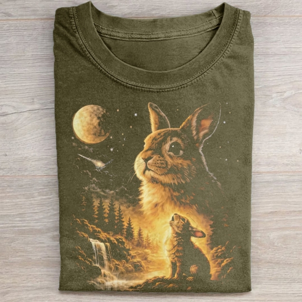 Bunny Howling to the Moon Washed Tee