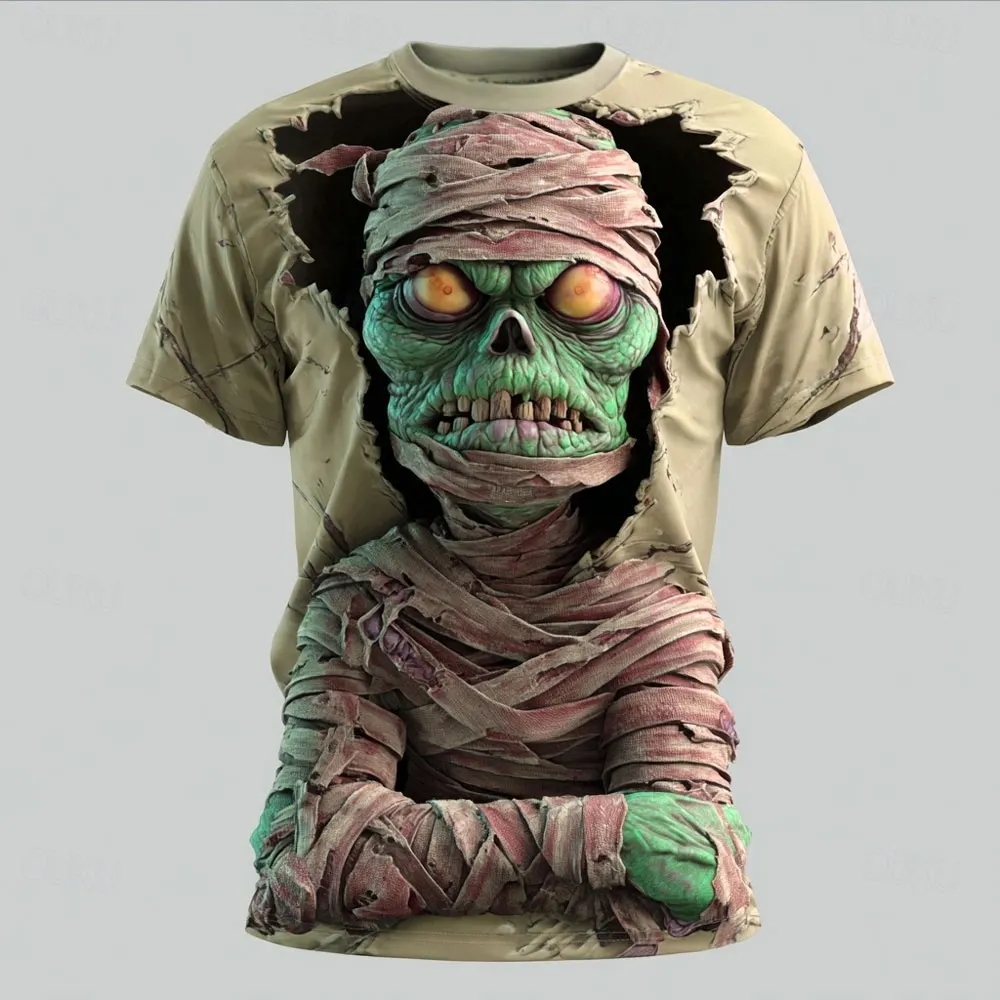 Men's Halloween 3d Zombie Mummy Print T-shirt