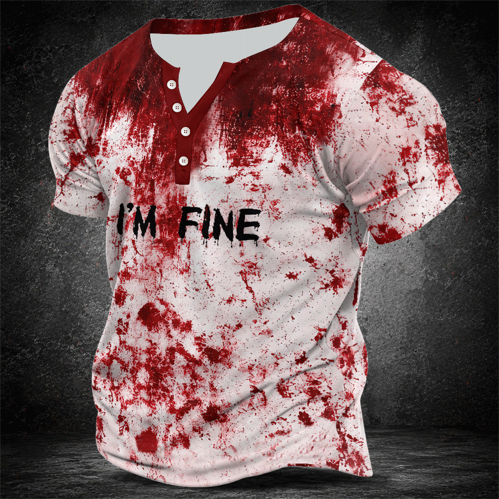 Men's Halloween Blood Splatter Funny Blood Stains Henley Shirt