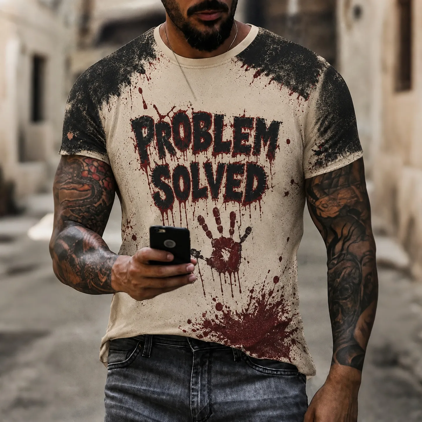 Men's Problem Solved Halloween Printed T-shirt