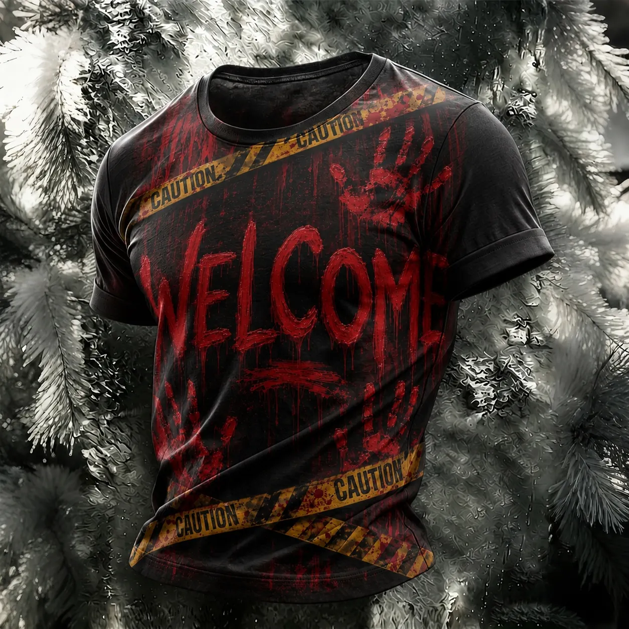 Men's Vintage Halloween Bloody Art Print Short Sleeve T-shirt