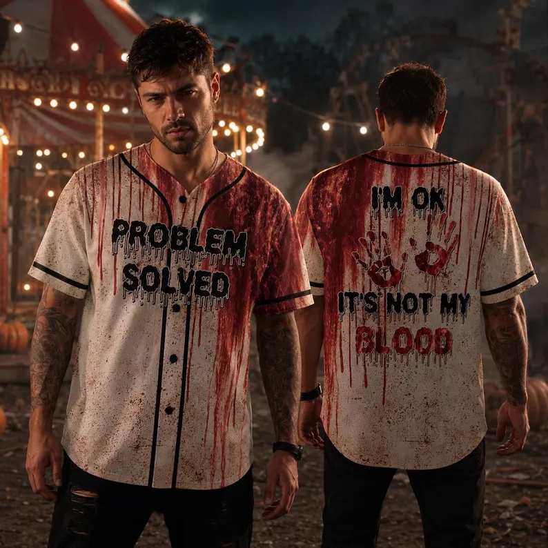 Men's Vintage Halloween Horror Baseball Jersey