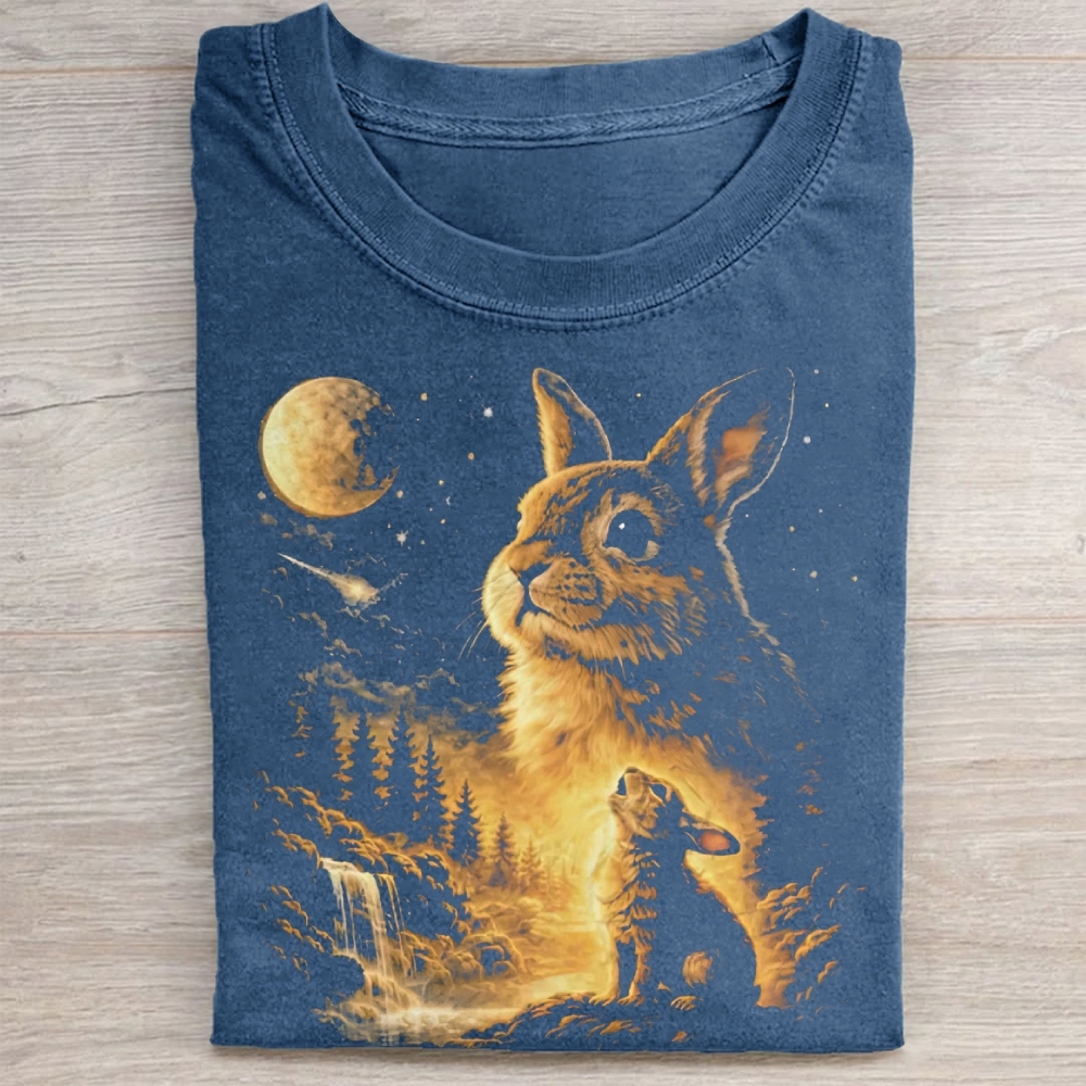 Bunny Howling to the Moon Washed Tee
