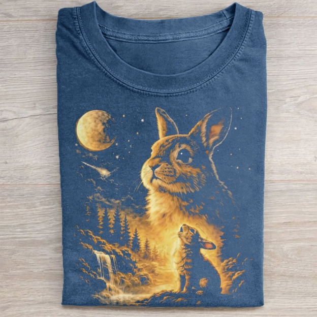 Bunny Howling to the Moon Washed Tee