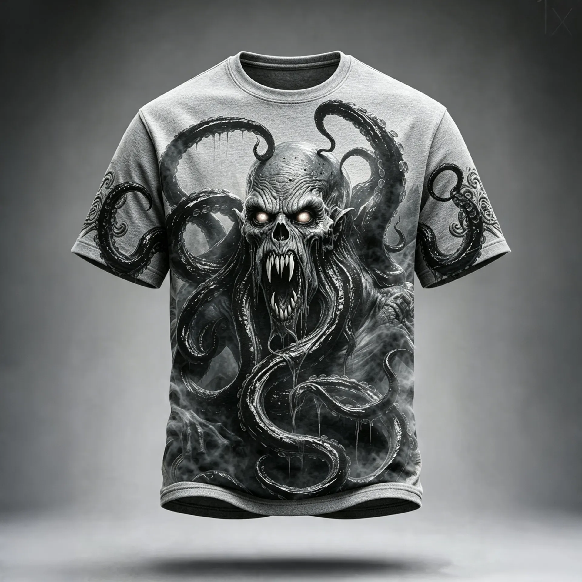 Men's Retro Halloween Octopus Skull Print Short-sleeve T-shirt