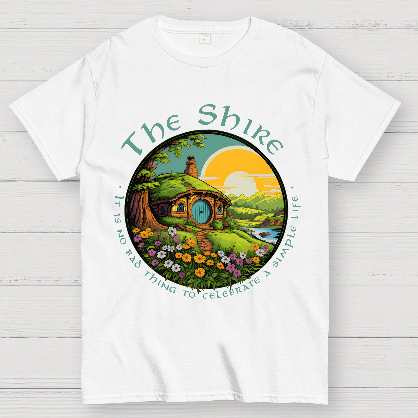 The Shire Home Middle Earth Wizard Journey Fellowship Elvish Bookish Geek T-Shirt