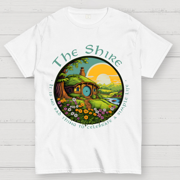 The Shire Home Middle Earth Wizard Journey Fellowship Elvish Bookish Geek T-Shirt