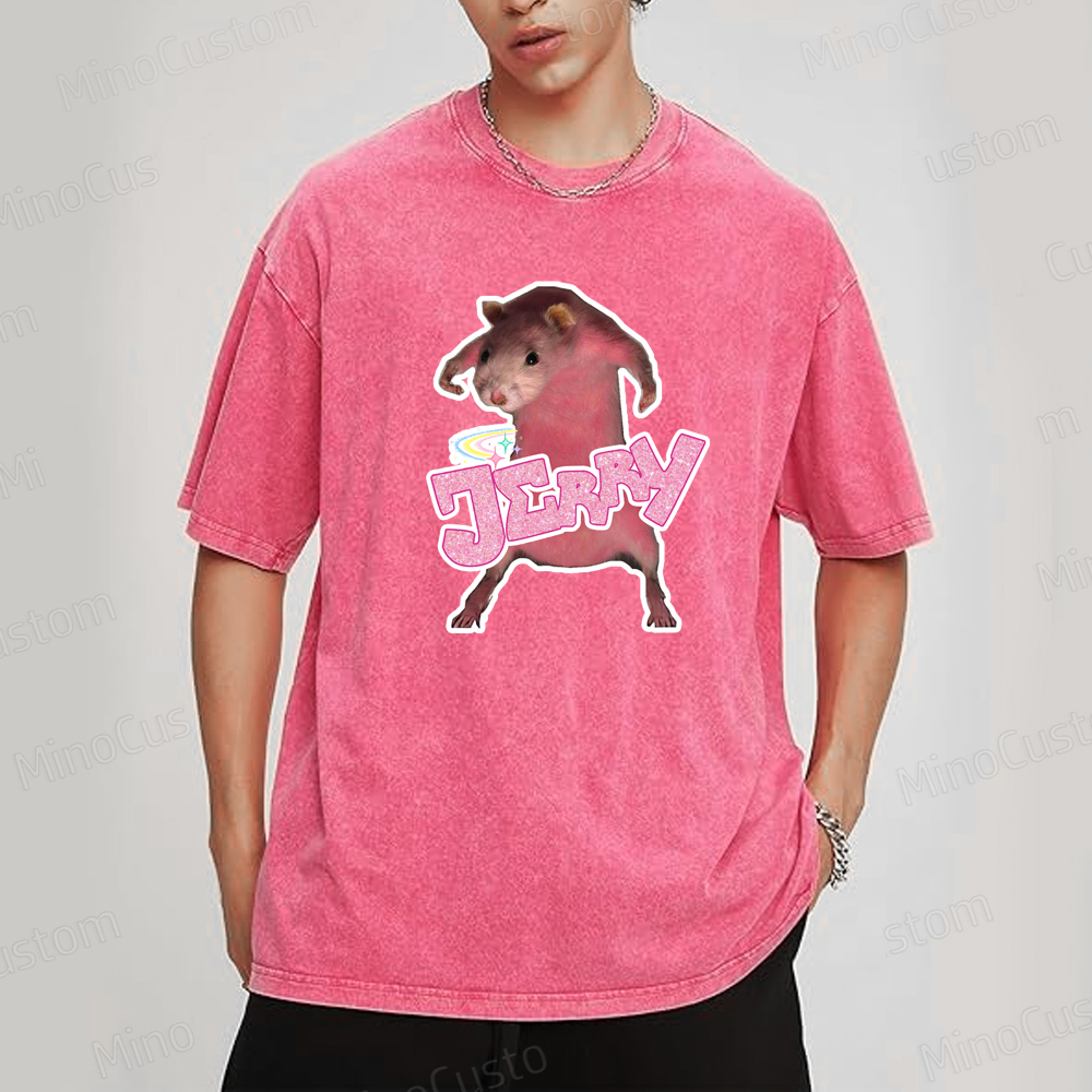 Pink hamster Jerry  Washed T-Shirt 