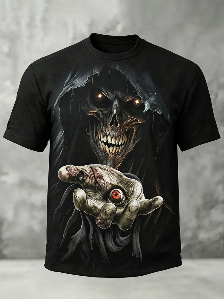 Men's Halloween Horror Skull 3d Print Crew Neck Short Sleeve T-shirt