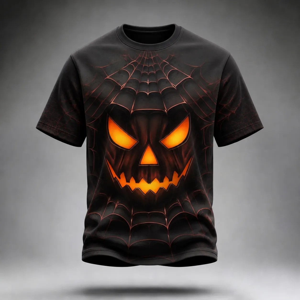 Men's Retro Halloween Pumpkin Face Pattern Casual T-shirt