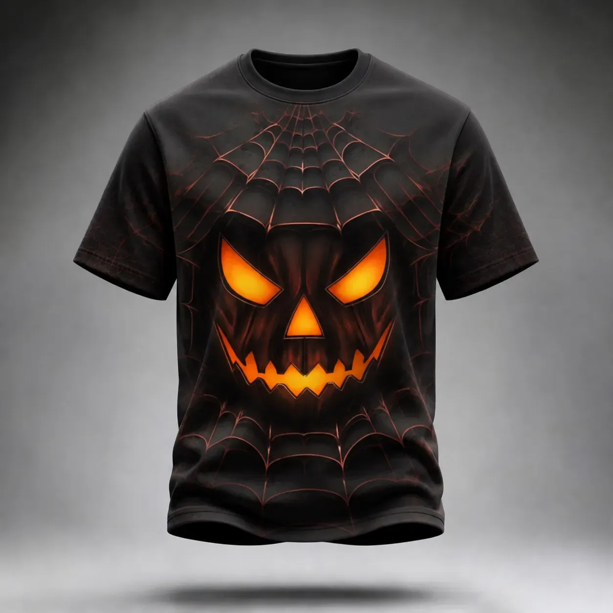 Men's Retro Halloween Pumpkin Face Pattern Casual T-shirt