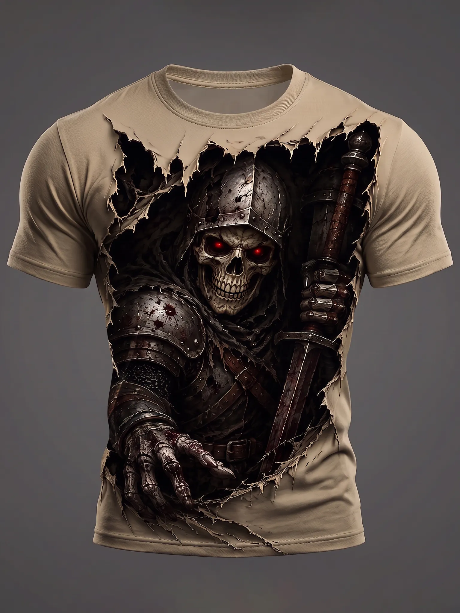 Men's Vintage Halloween Skull Print Short Sleeve T-shirt