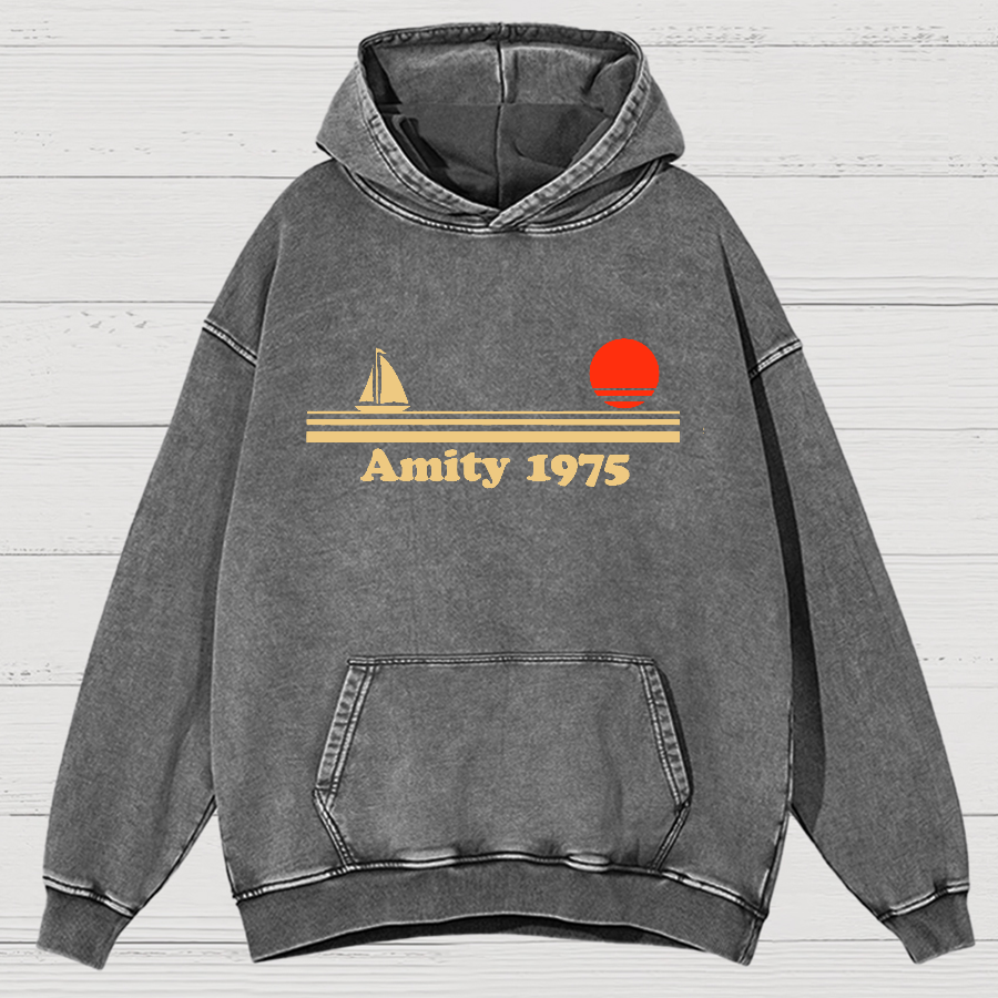 Amity Island 1975 Vintage Distressed Hoodie