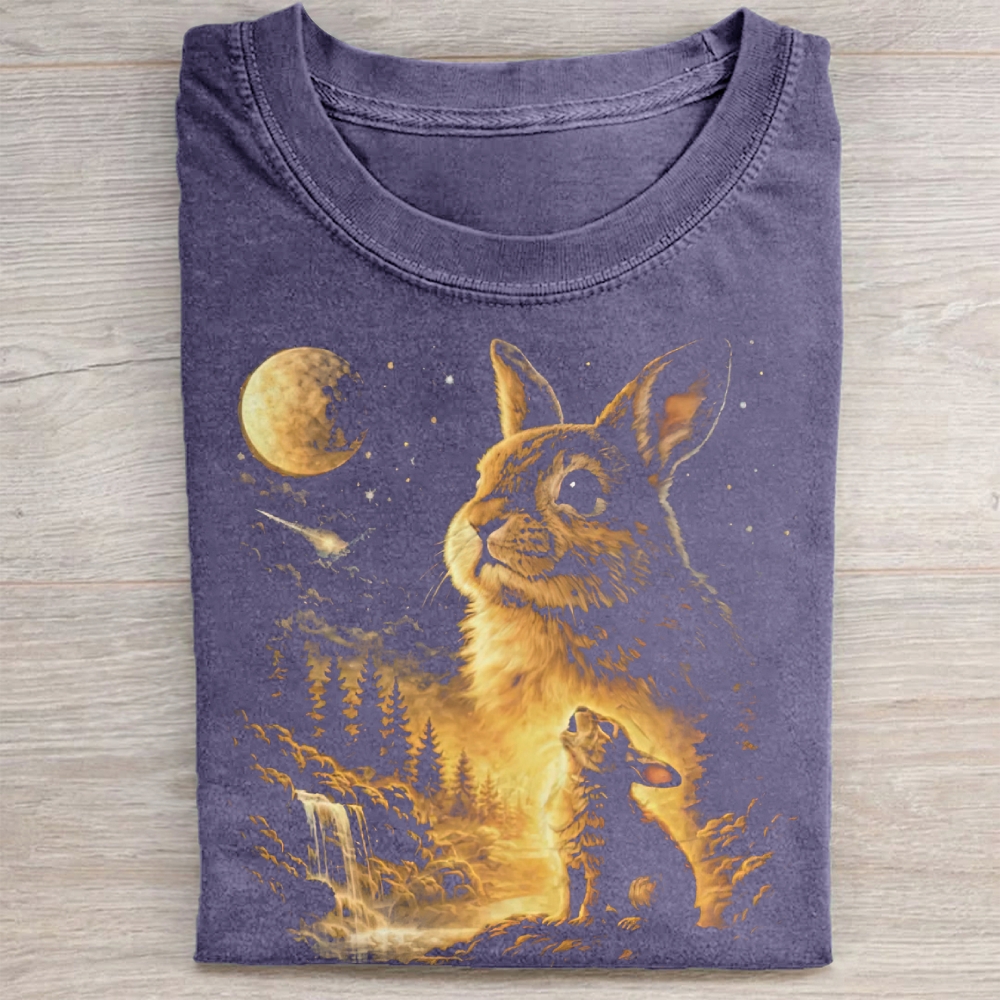 Bunny Howling to the Moon Washed Tee