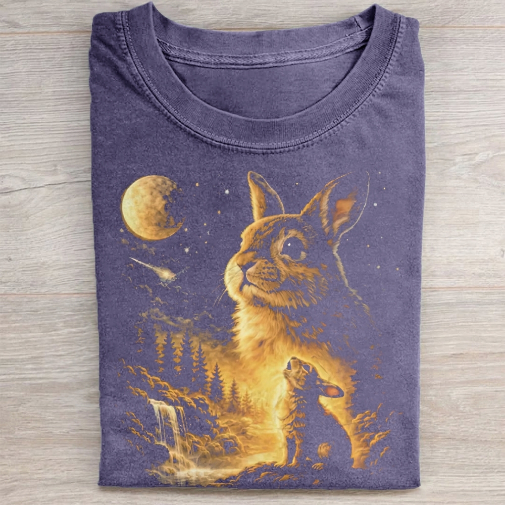 Bunny Howling to the Moon Washed Tee