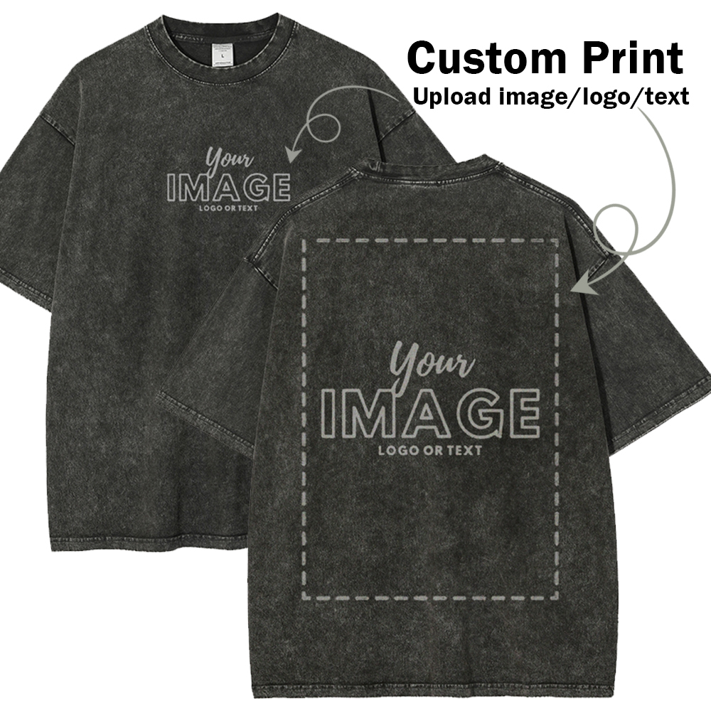 Personalized Image Logo Text Vintage Washed T-Shirt 