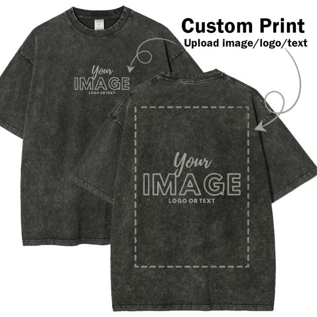 Personalized Image Logo Text Vintage Washed T-Shirt 