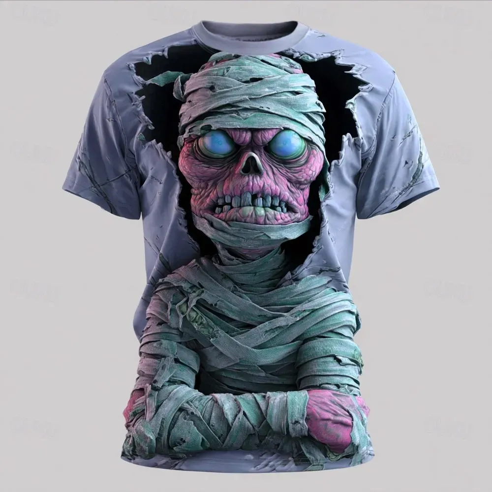 Men's Halloween 3d Zombie Mummy Print T-shirt