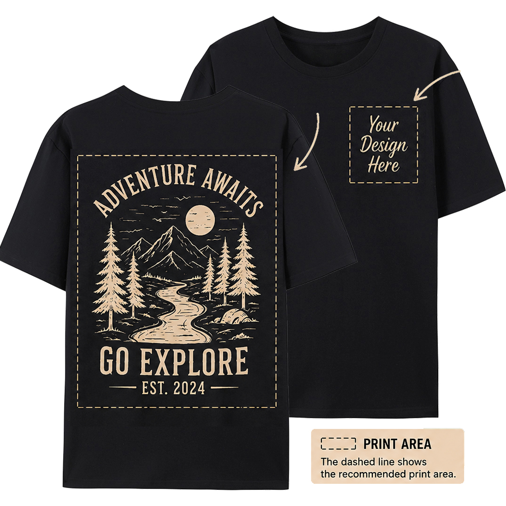 Custom Front and Back Full Print Cotton T-Shirt 