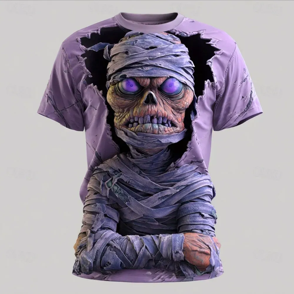 Men's Halloween 3d Zombie Mummy Print T-shirt