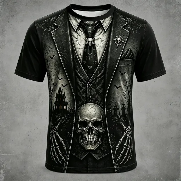 Men's Halloween Skull 3d Print Casual T-shirt