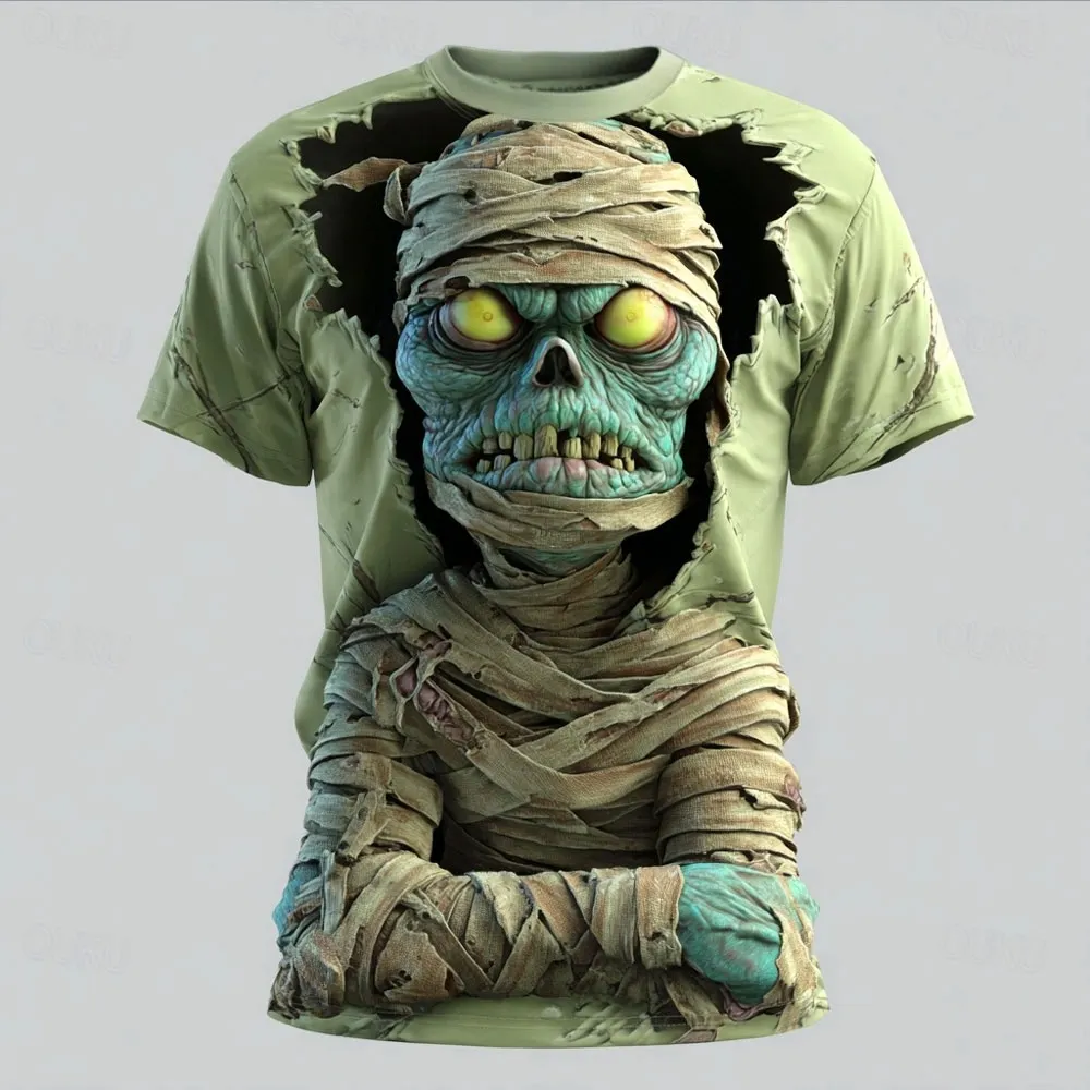 Men's Halloween 3d Zombie Mummy Print T-shirt
