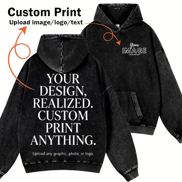 Custom Print Washed Hoodies