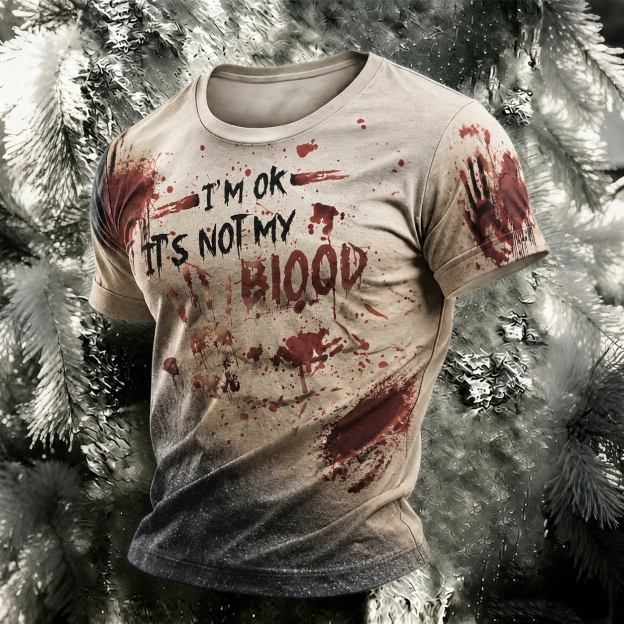 Men's Halloween Bloody Art Print Short Sleeve T-shirt