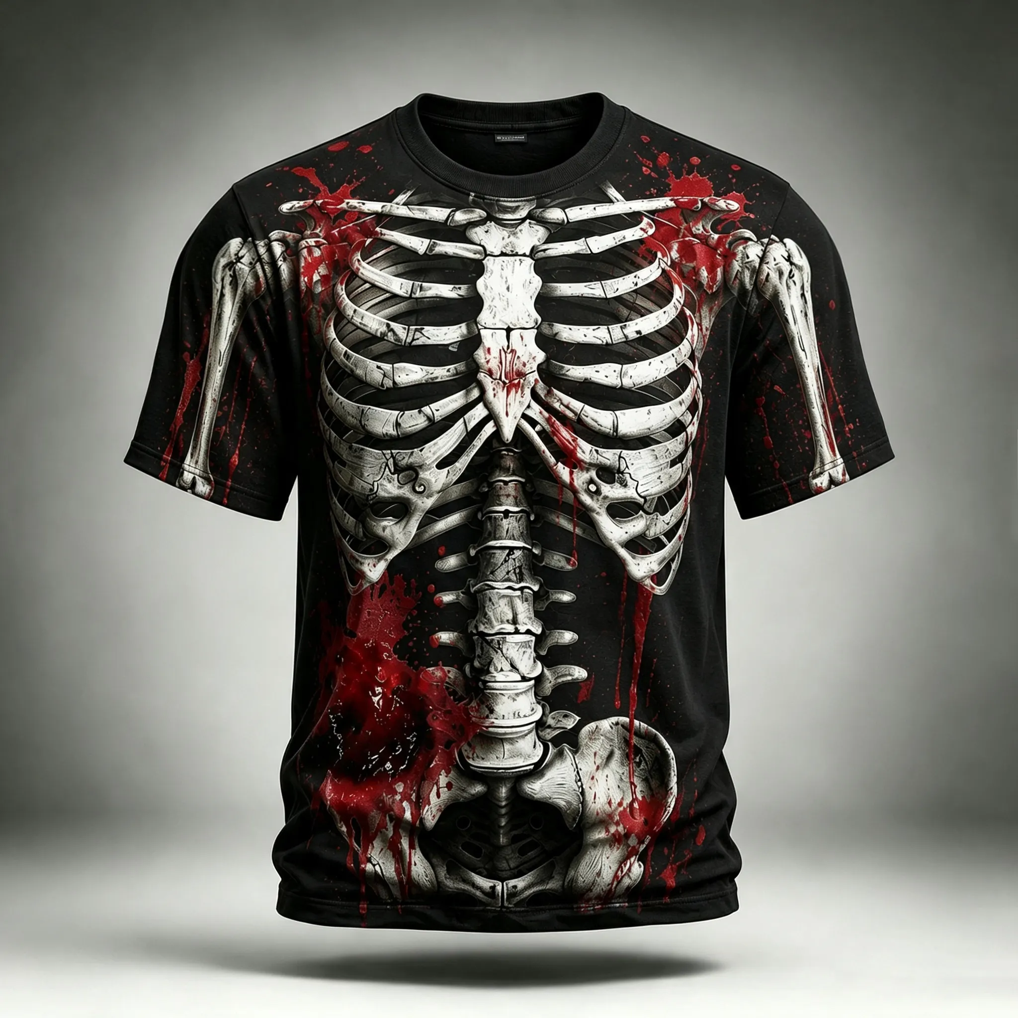 Men's Bloody Skull 3d Print Graphics Short Sleeve Crewneck T-shirt