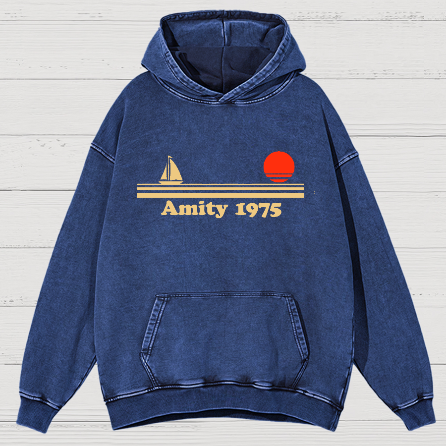 Amity Island 1975 Vintage Distressed Hoodie