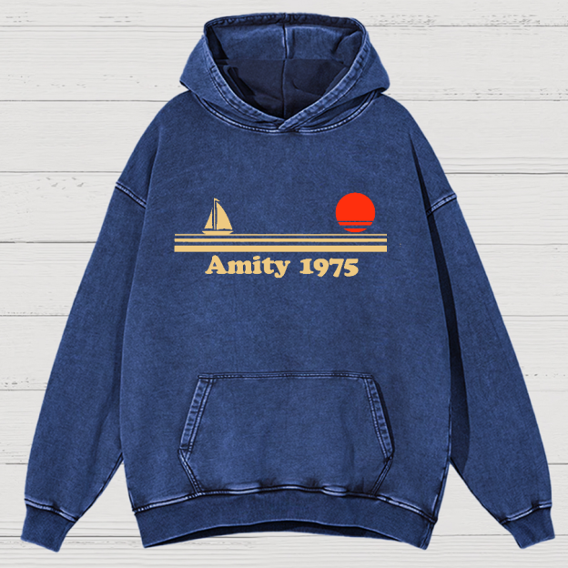Amity Island 1975 Vintage Distressed Hoodie